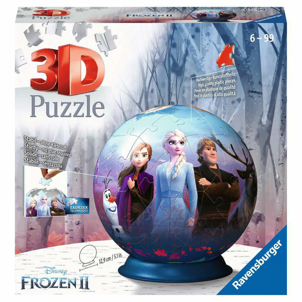 Ravensburger 3D Puzzle Ball Disney Frozen 2, three-dimensional puzzle, 72 pieces, 11142