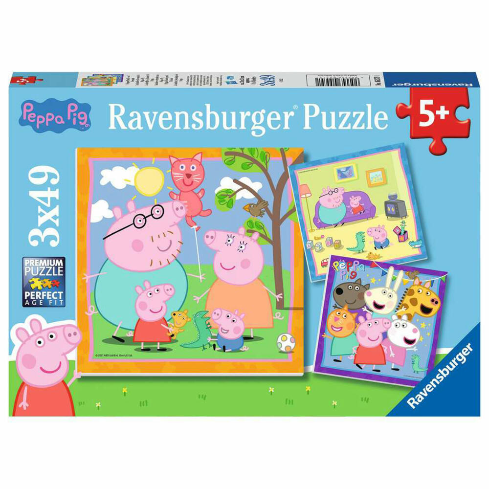Ravensburger Kinderpuzzle Peppas Familie und Freunde, Puzzle, 3x49 Teile, 05579