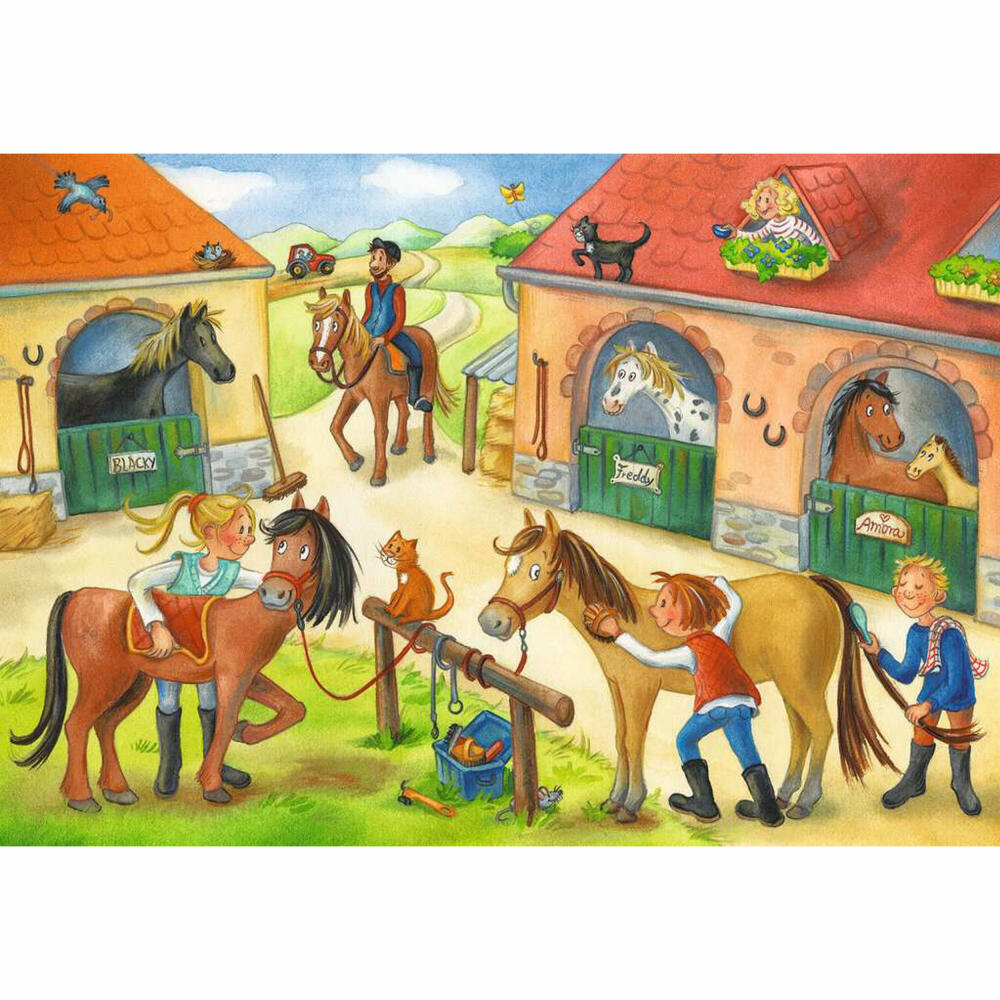 Ravensburger Kinderpuzzle Ferien auf dem Pferdehof, Puzzle, 2x12 Teile, 05178