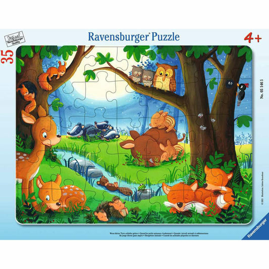 Ravensburger Kinderpuzzle Wenn kleine Tiere schlafen gehen, Puzzle, 35 Teile, 05146
