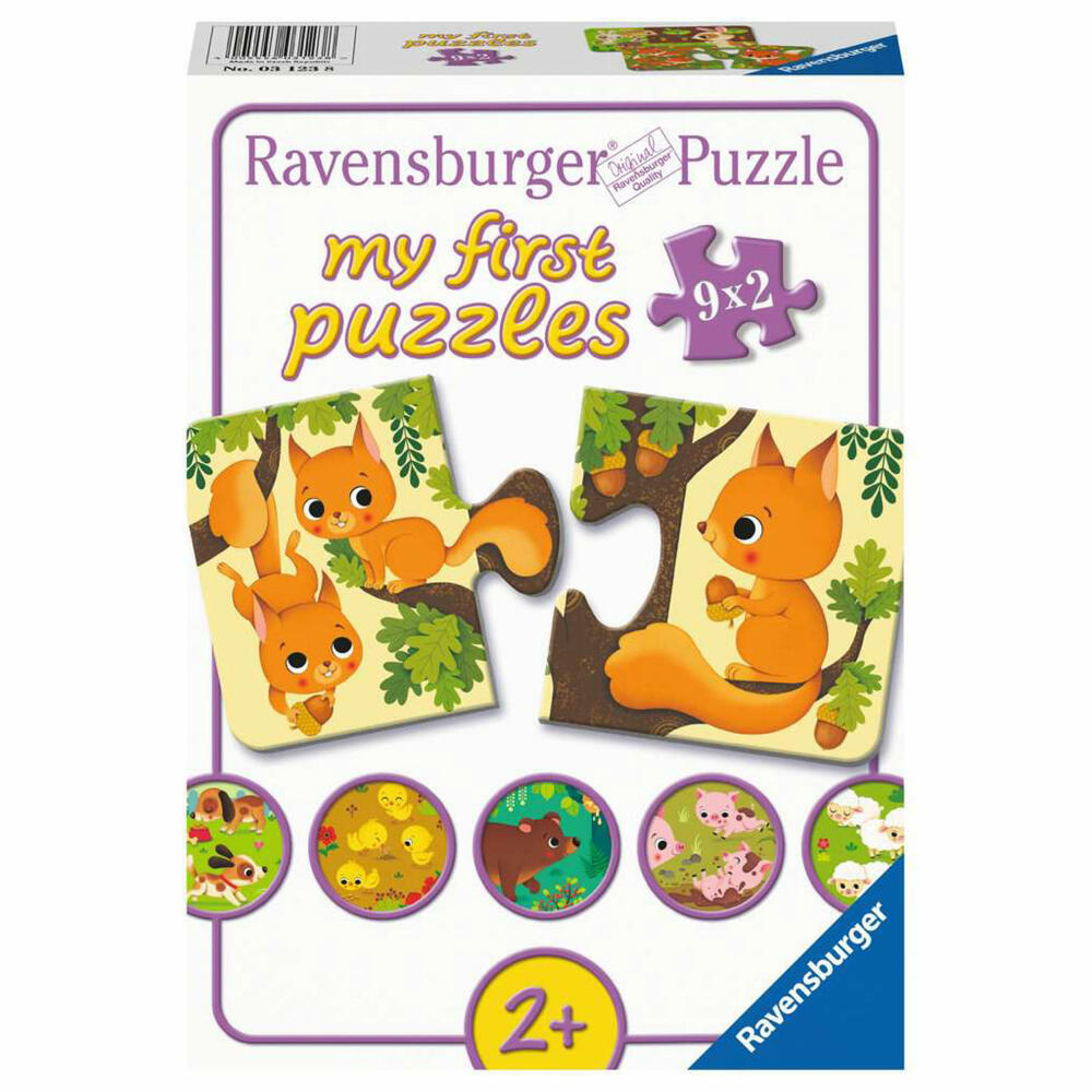 Ravensburger Children's Puzzle Animals and their Children, Puzzle, 9x2 pieces, 03123