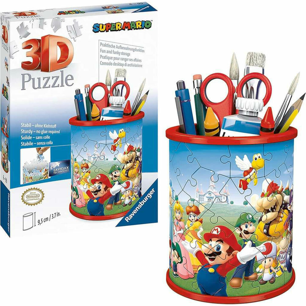 Ravensburger 3D Puzzle Utensilo - Super Mario, three-dimensional puzzle, 54 pieces, 11255