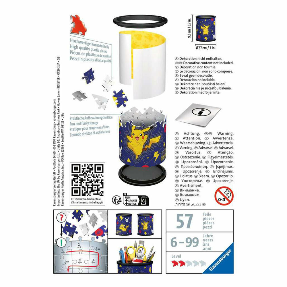 Ravensburger 3D Puzzle Utensilo - Pokémon, three-dimensional puzzle, 54 pieces, 11257
