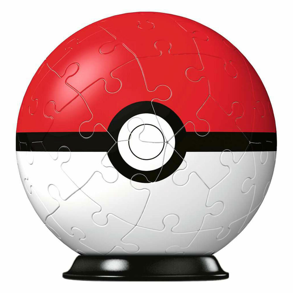 Ravensburger 3D Puzzle Ball Pokémon Pokéball, three-dimensional puzzle, 54 pieces, 11256