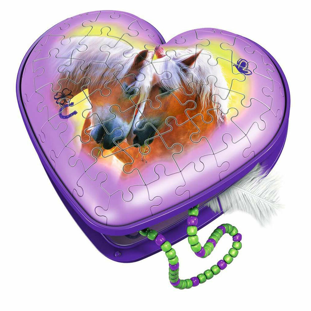 Ravensburger 3D Puzzle Heart Box - Horses, three-dimensional puzzle, 54 pieces, 11171