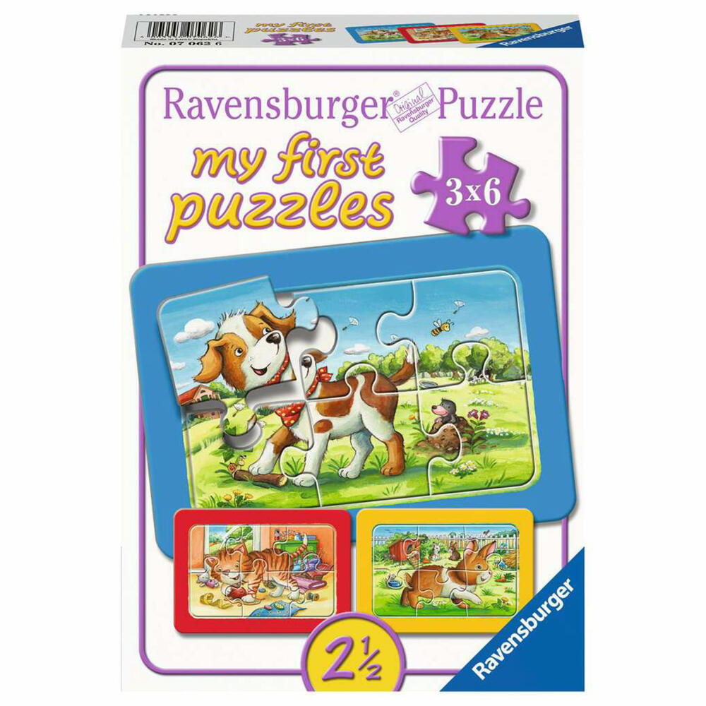 Ravensburger Kinderpuzzle Meine Tierfreunde, Puzzle, 6 Teile, 07062