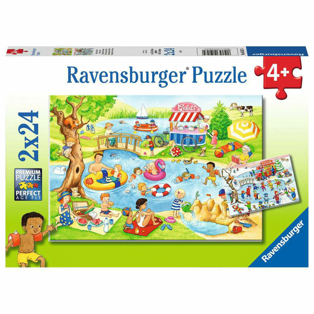 Ravensburger Kinderpuzzle Freizeit am See, Puzzle, 2x24 Teile, 05057