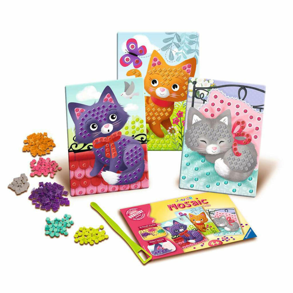 Ravensburger Bastelset Mosaic Junior Cats, Mosaik-Kreativset, Steinchen, 18353