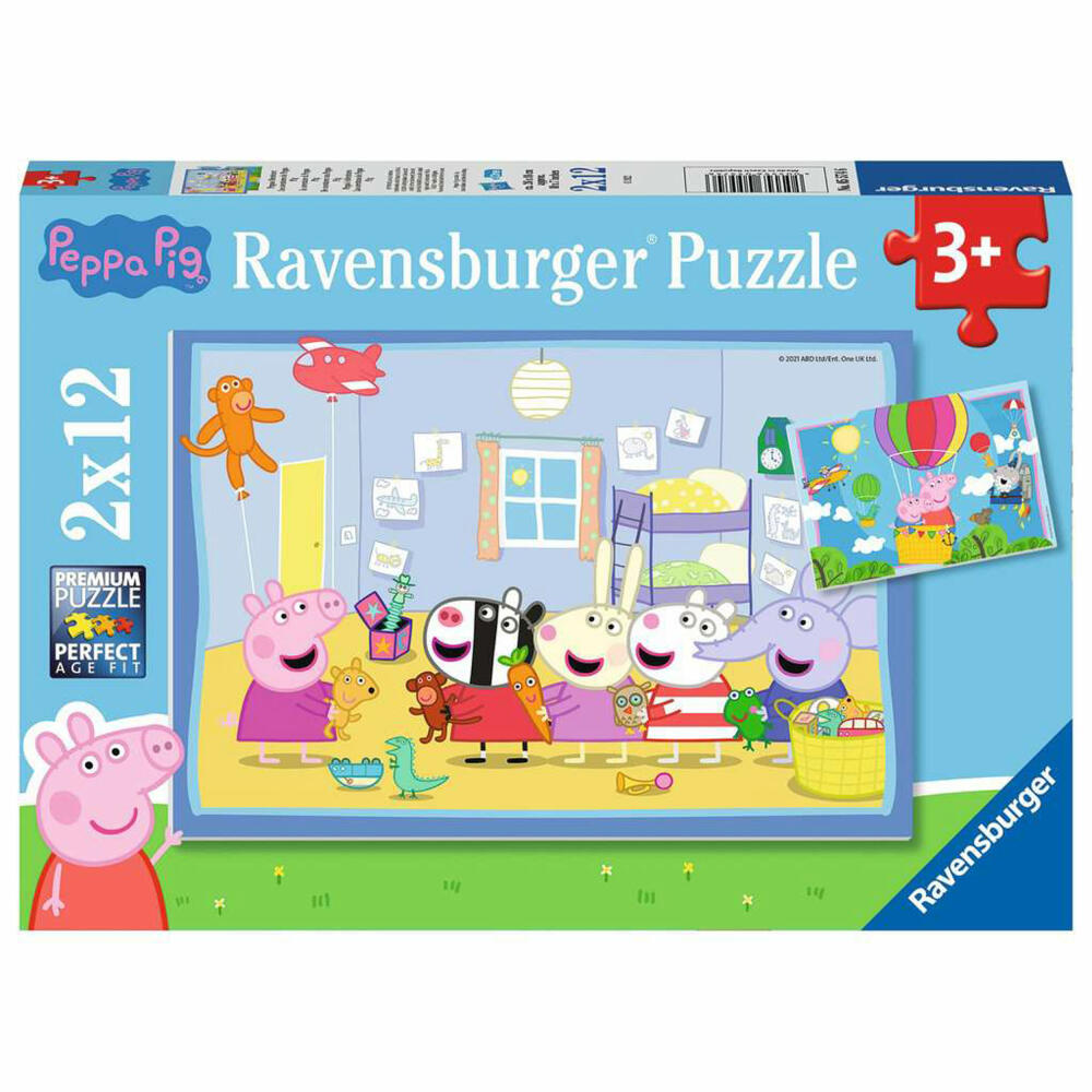 Ravensburger Kinderpuzzle Peppas Abenteuer, Puzzle, 2x12 Teile, 05574