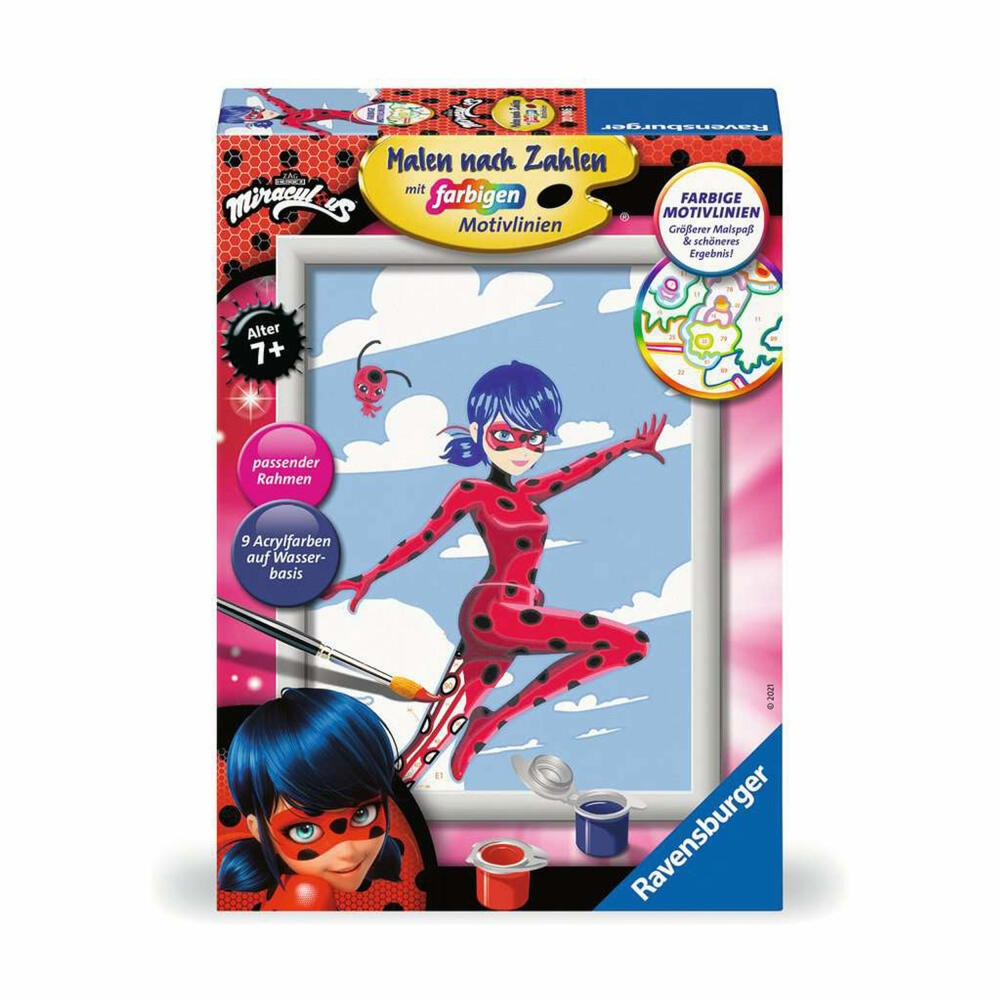 Ravensburger Malen nach Zahlen Miraculous, Mal-Set für Kinder, 20086