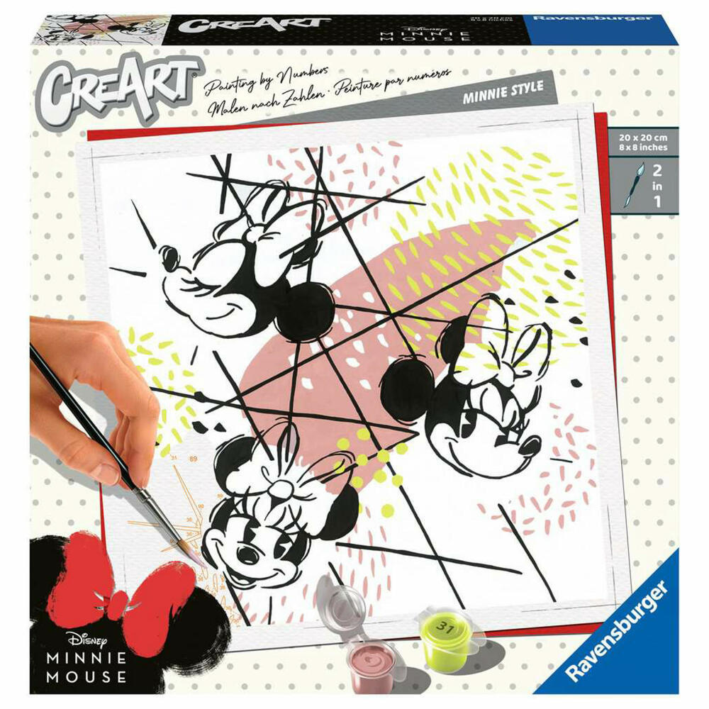 Ravensburger Malen nach Zahlen Minnie Style, Malvorlagen-Set mit Zubehör, 20127