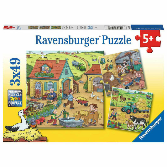 Ravensburger Kinderpuzzle Viel los auf dem Bauernhof, Puzzle, 3x49 Teile, 05078