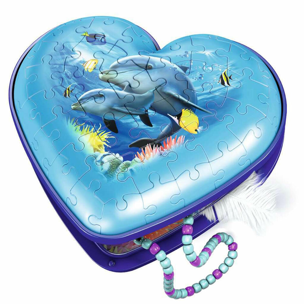 Ravensburger 3D Puzzle Heart Box - Underwater World, three-dimensional puzzle, 54 pieces, 11172