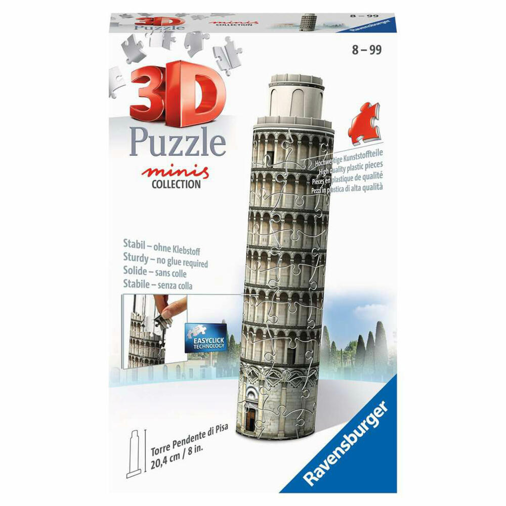 Ravensburger 3D Puzzle Mini Leaning Tower of Pisa, three-dimensional puzzle, 54 pieces, 11247
