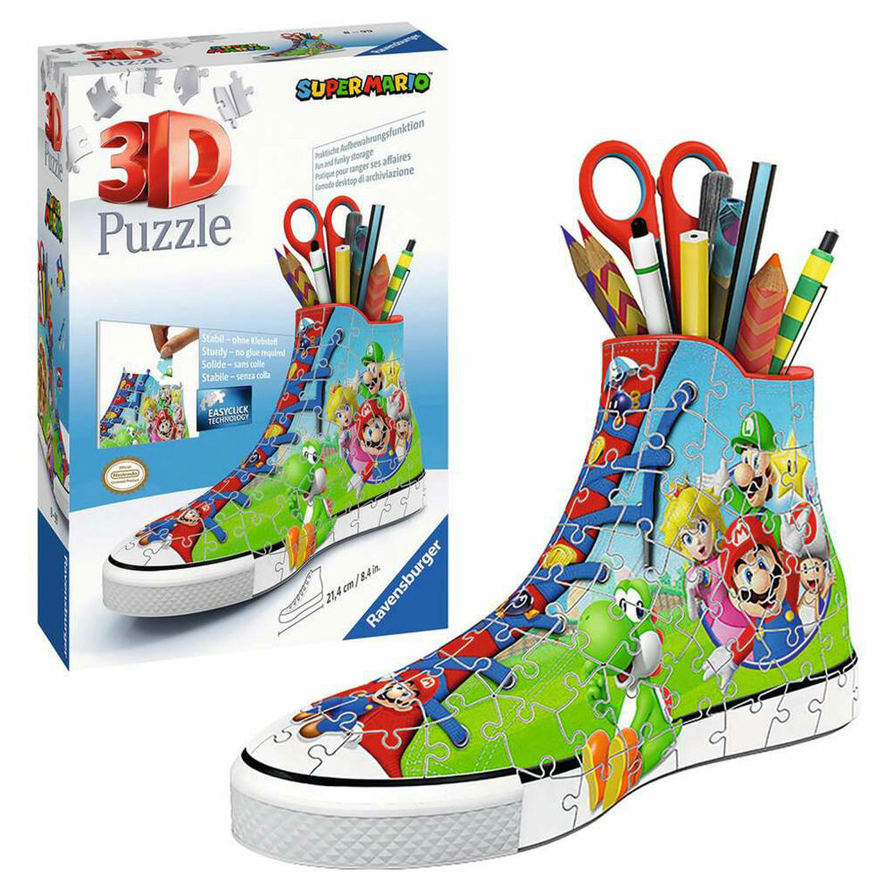 Ravensburger 3D Puzzle Sneaker - Super Mario, three-dimensional puzzle, 108 pieces, 11267