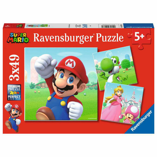 Ravensburger Kinderpuzzle Super Mario, Puzzle, 3x49 Teile, 05186