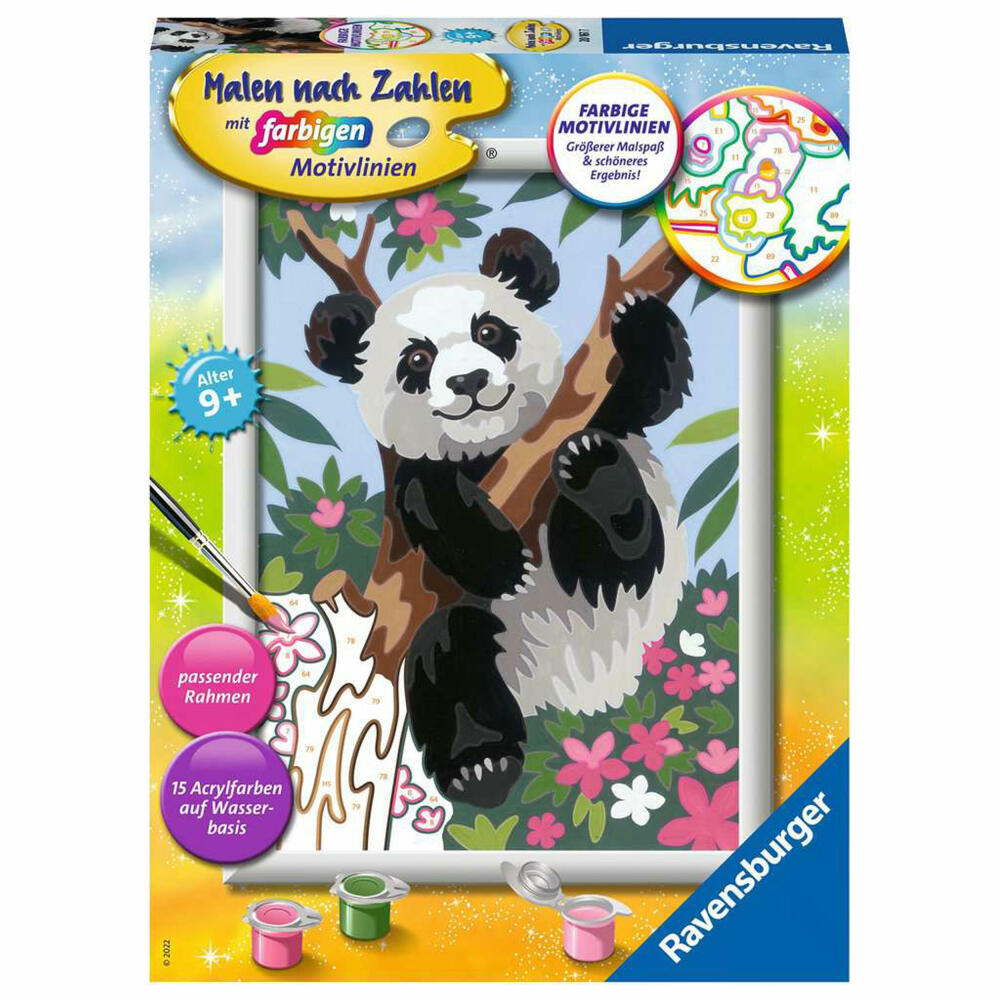 Ravensburger Malen nach Zahlen Süßer Pandabär, Mal-Set für Kinder, 20161