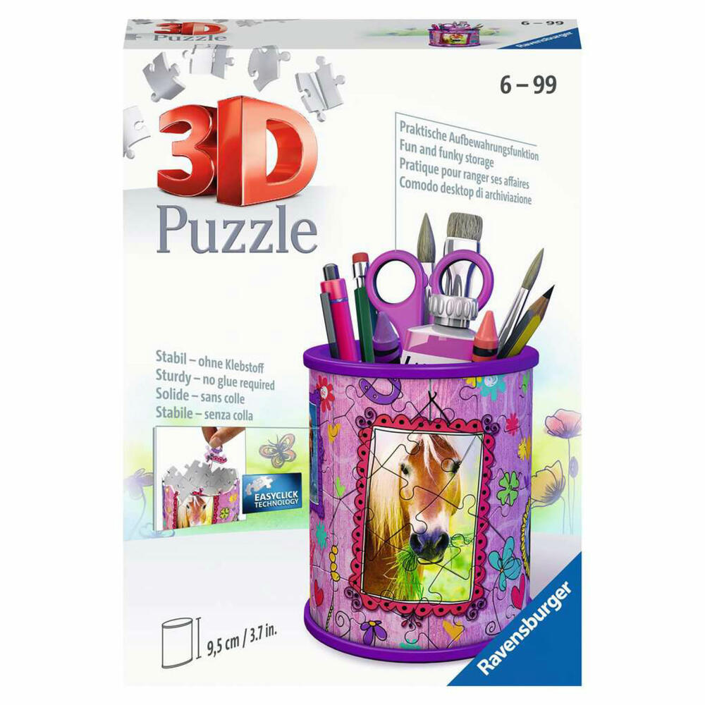 Ravensburger 3D Puzzle Utensilo - Horses, three-dimensional puzzle, 54 pieces, 11175