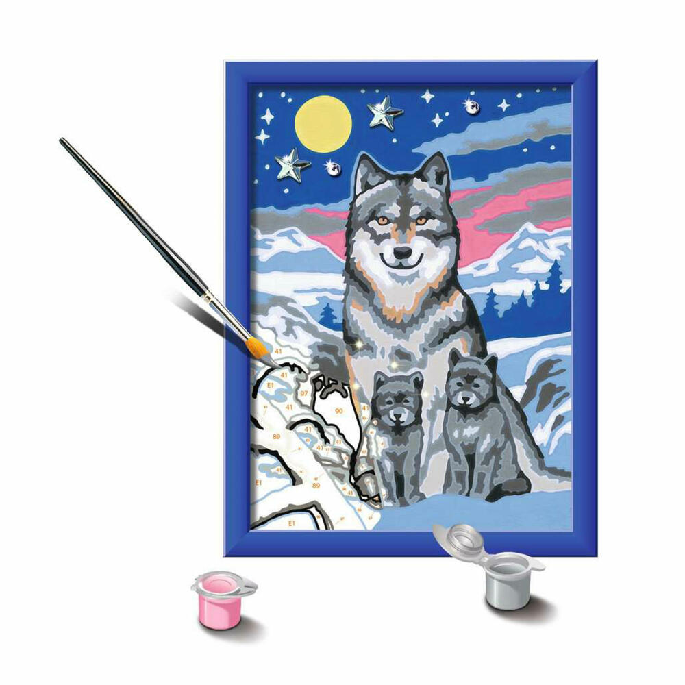 Ravensburger Malen nach Zahlen Süße Wolfsfamilie, Mal-Set für Kinder, 27784