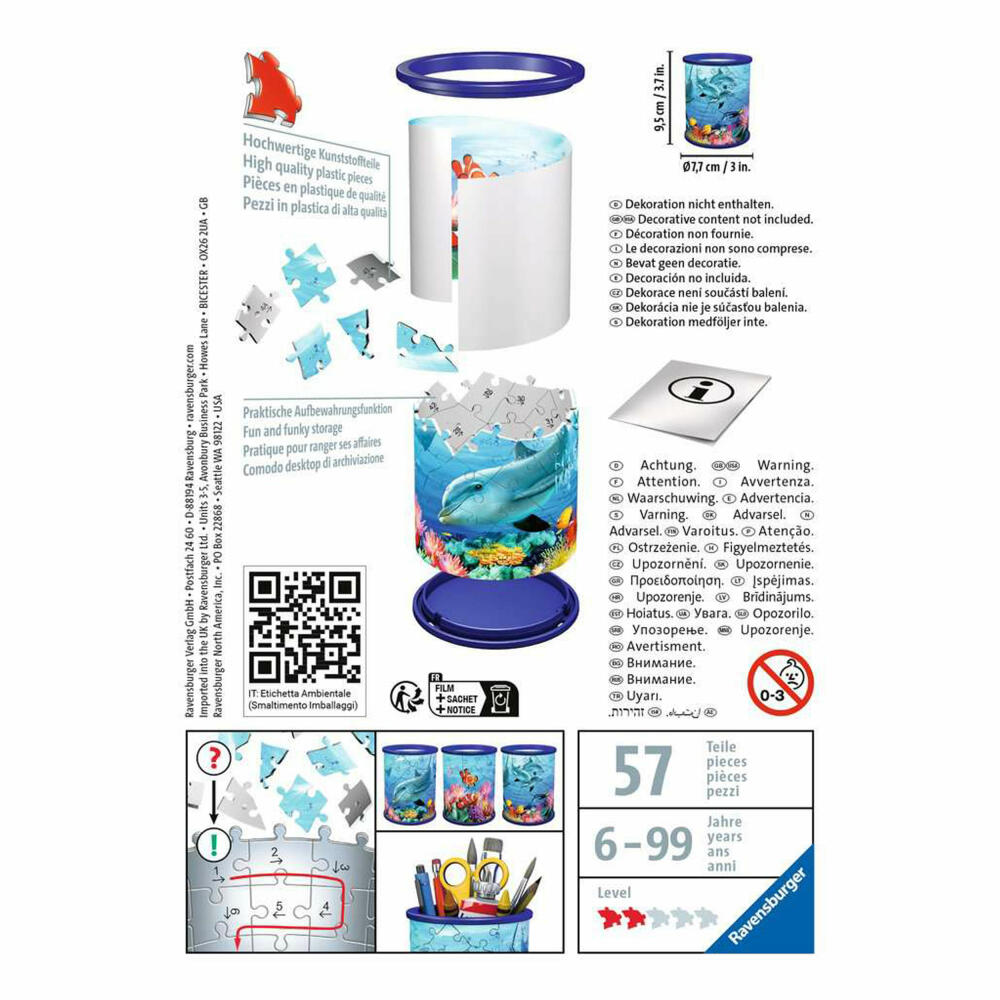 Ravensburger 3D Puzzle Utensilo - Underwater World, three-dimensional puzzle, 54 pieces, 11176