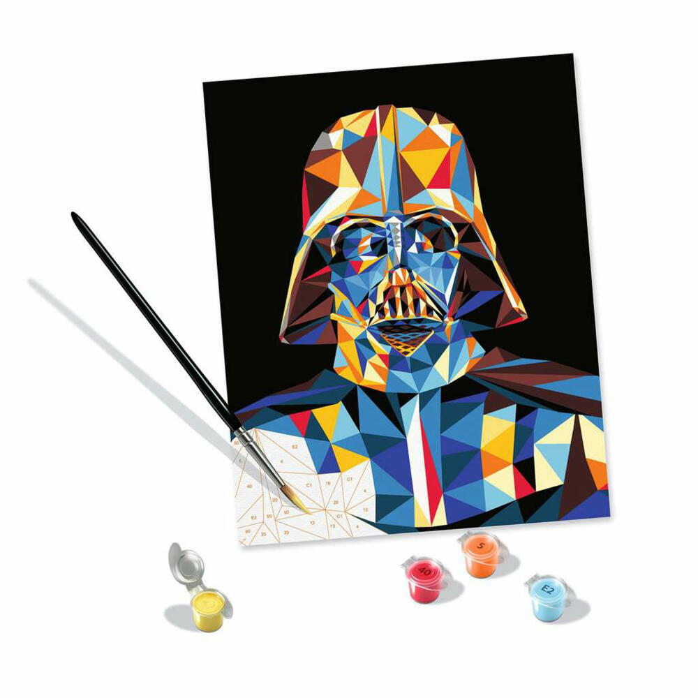 Ravensburger Paint by Numbers Star Wars - Darth Vader, coloring page with colors and brush, 23731