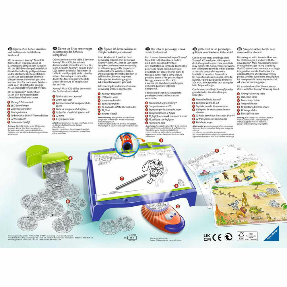 Ravensburger Zeichentisch Xoomy Maxi A4, Zeichenunterlage, Projektor, 18135