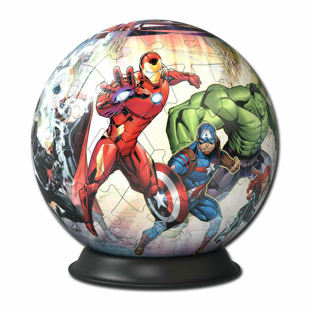 Ravensburger 3D Puzzle Ball Marvel Avengers, three-dimensional puzzle, 72 pieces, 11496