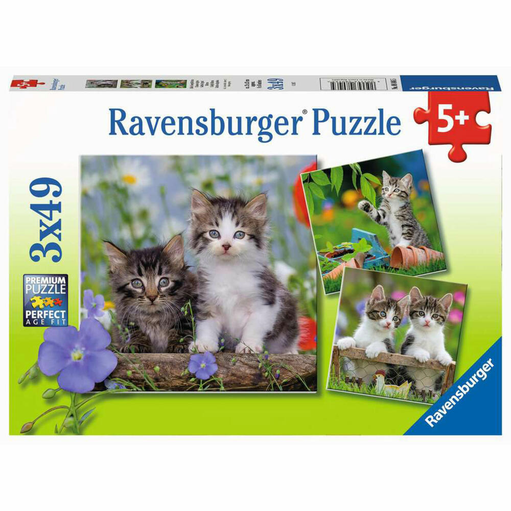 Ravensburger Children's Puzzle Sweet Velvet Paws, Puzzle, 3x49 pieces, 08046