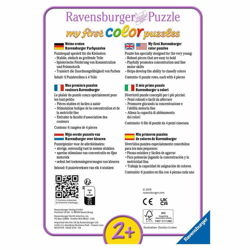 Ravensburger Kinderpuzzle Meine liebsten Tierkinder, Puzzle, 6x4 Teile, 03006