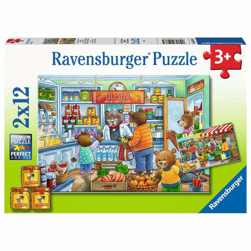 Ravensburger children's puzzle Come, let's go shopping, puzzle, 2x12 pieces, 05076