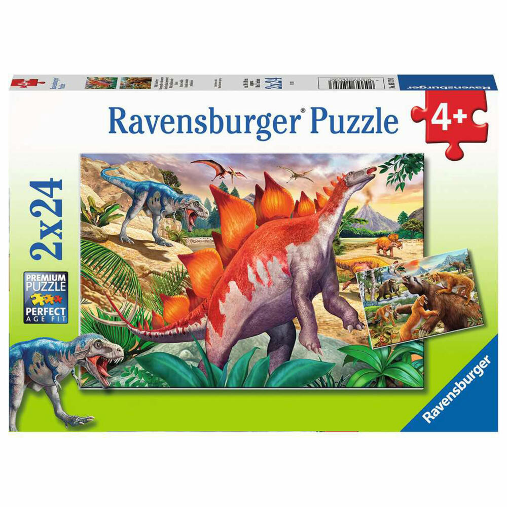 Ravensburger Children's Puzzle Wild Prehistoric Animals, Puzzle, 2x24 pieces, 05179