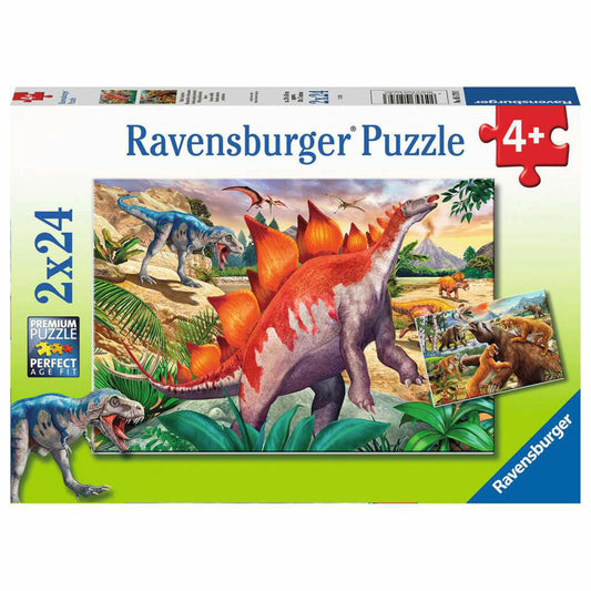 Ravensburger Kinderpuzzle Wilde Urzeittiere, Puzzle, 2x24 Teile, 05179