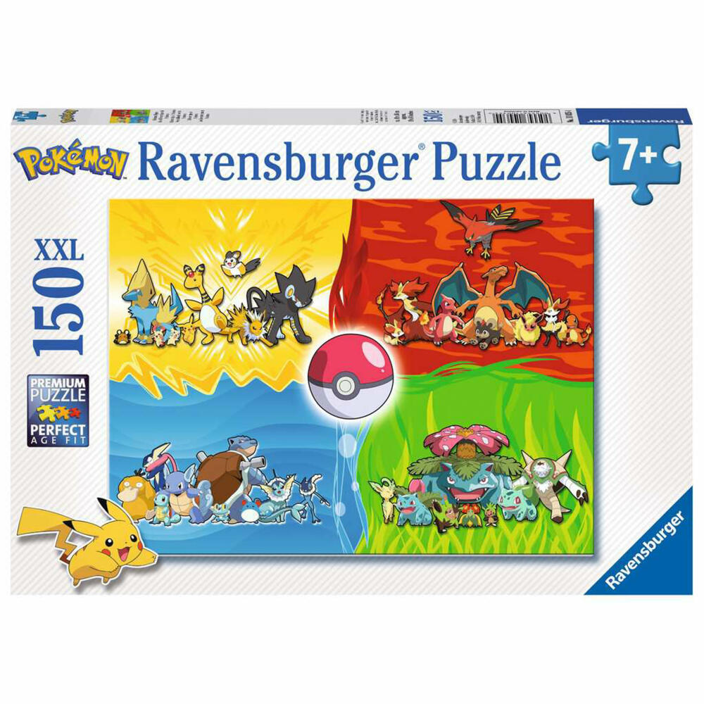 Ravensburger Kinderpuzzle Pokémon Typen, Puzzle mit XXL-Teilen, 150 XXL Teile, 10035