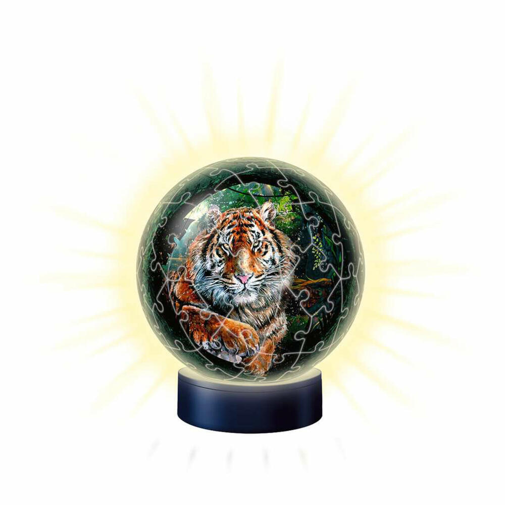 Ravensburger 3D Puzzle Ball Night Light Big Cats, three-dimensional puzzle, 72 pieces, 11248