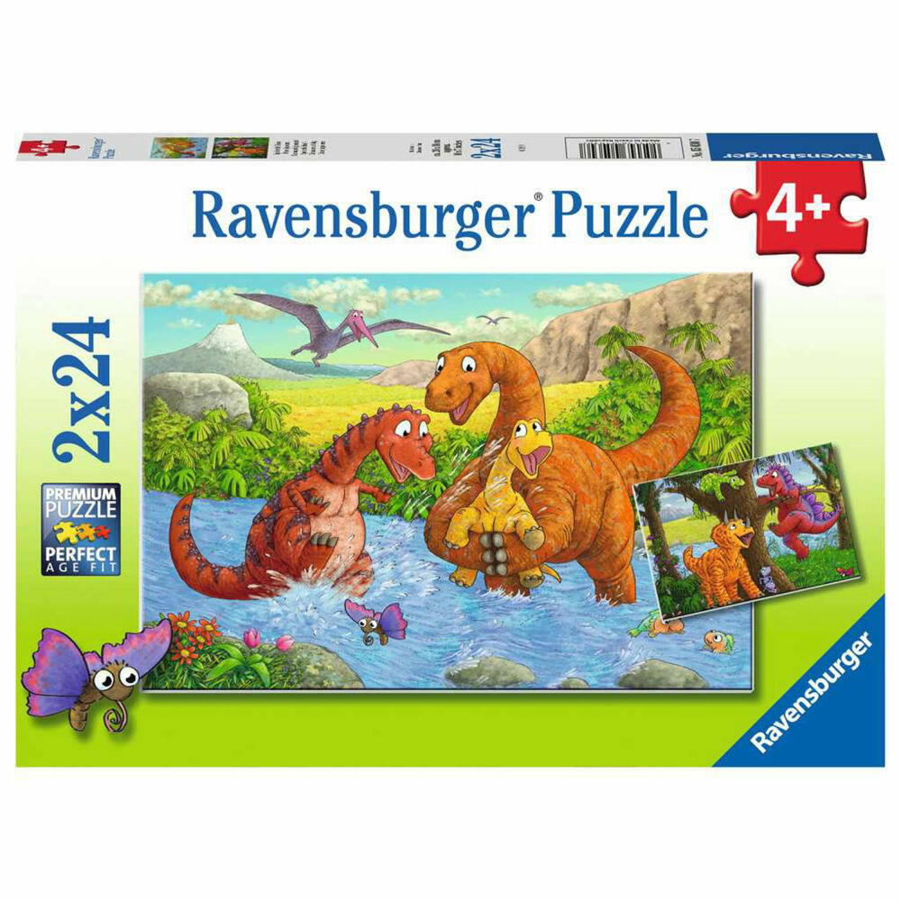 Ravensburger Kinderpuzzle Spielende Dinos, Puzzle, 2x24 Teile, 05030