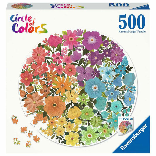 Ravensburger Puzzle Circle of Colors - Flowers, Erwachsenenpuzzle, 500 Teile, 17167