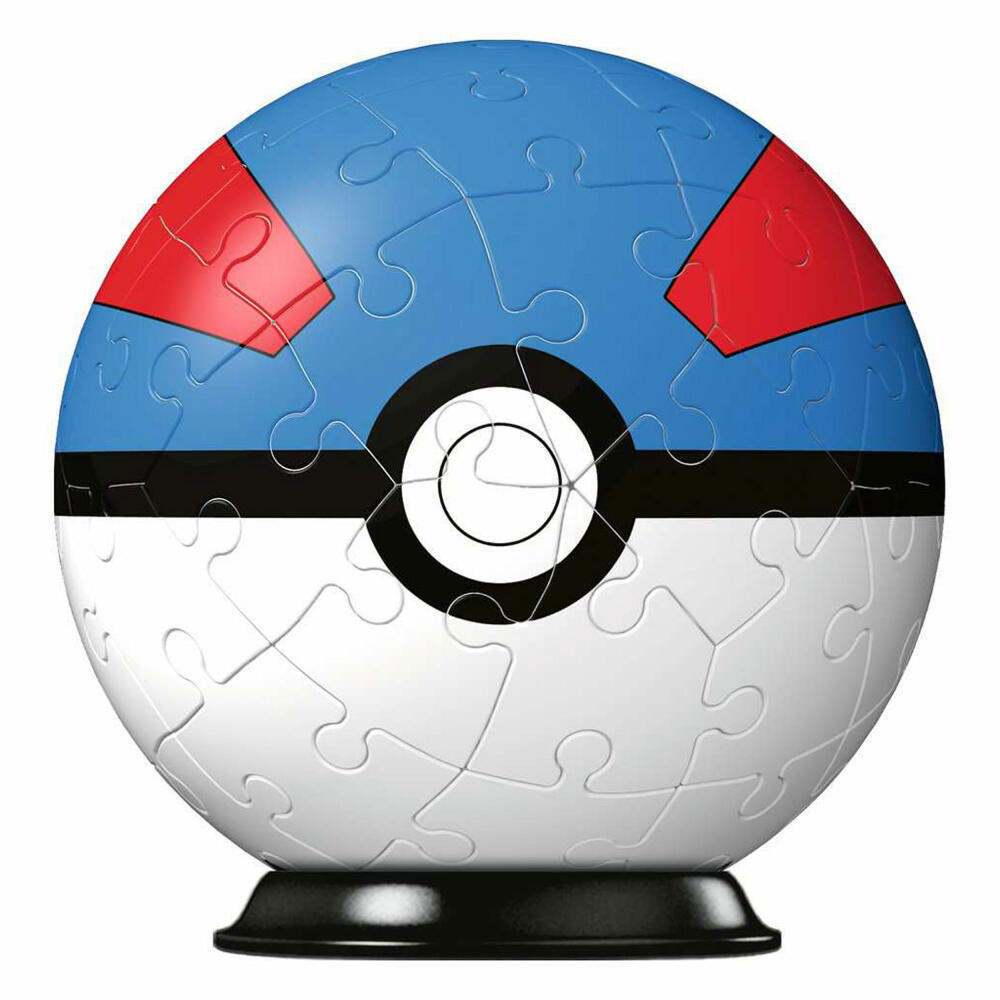 Ravensburger 3D Puzzle Ball Pokémon Superball, three-dimensional puzzle, 54 pieces, 11265