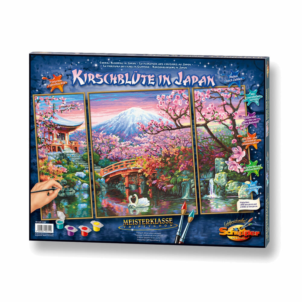 Schipper Painting by Numbers Cherry Blossom in Japan, Triptych, Triple Image, MNZ, Painting, Picture, 50 x 80 cm, 609260751