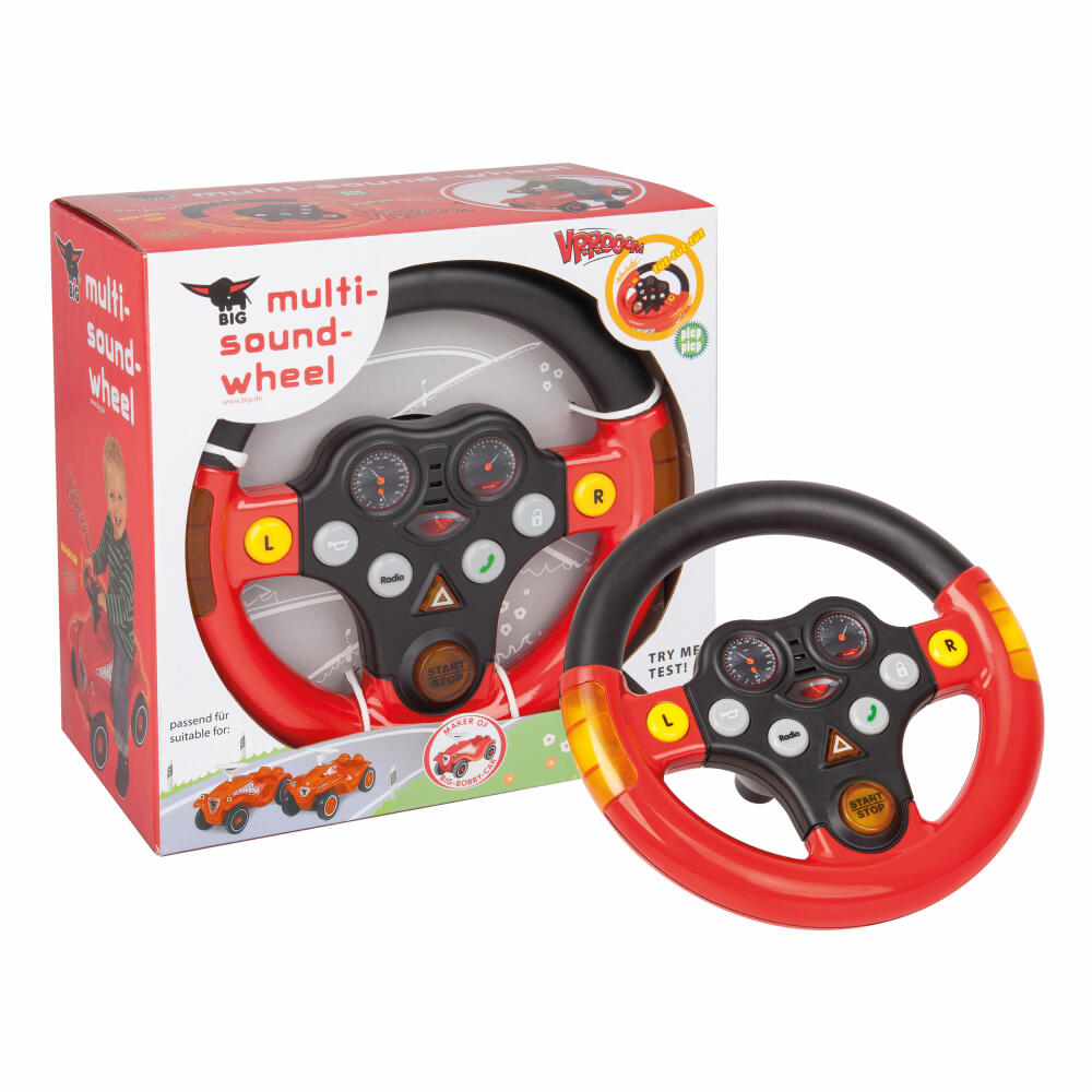 BIG Multi Sound Wheel, Soundlenkrad, Lenkrad, Spielzeug, Kunststoff, 21.5 cm, 800056459