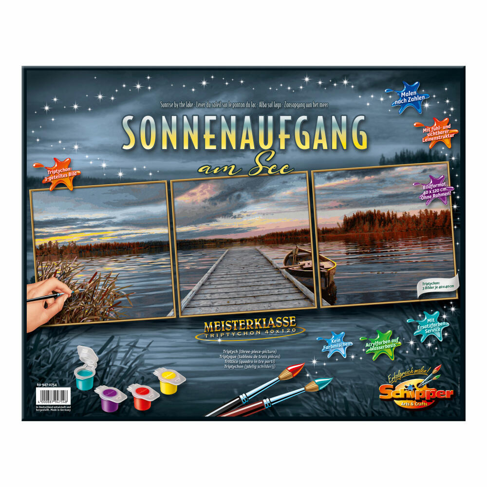 Schipper Painting by Numbers, Sunrise at the Lake, Triptych, Drawing, Decoration, Cardboard, 41 cm, 609470754