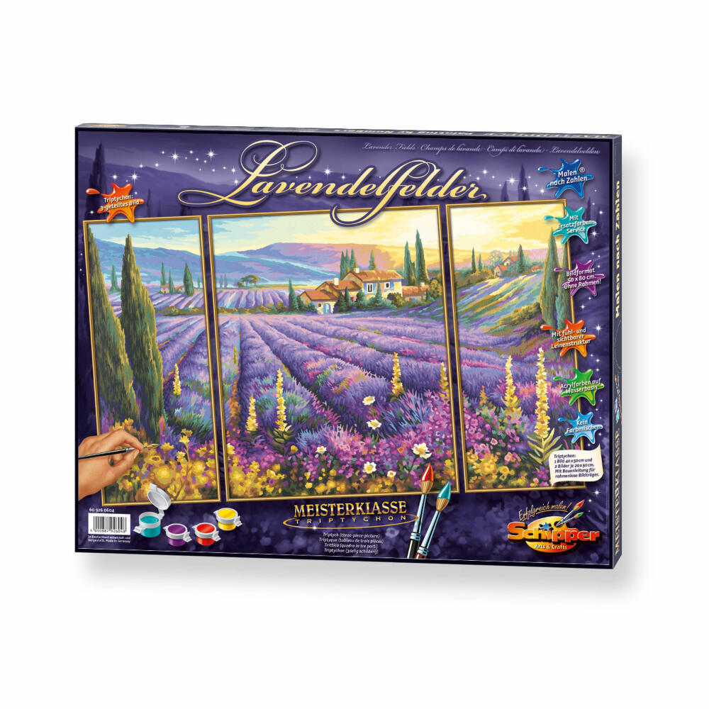 Schipper Painting by Numbers Lavender Fields, Triptych, Triple Image, MNZ, Painting, Picture, 50 x 80 cm, 609260604