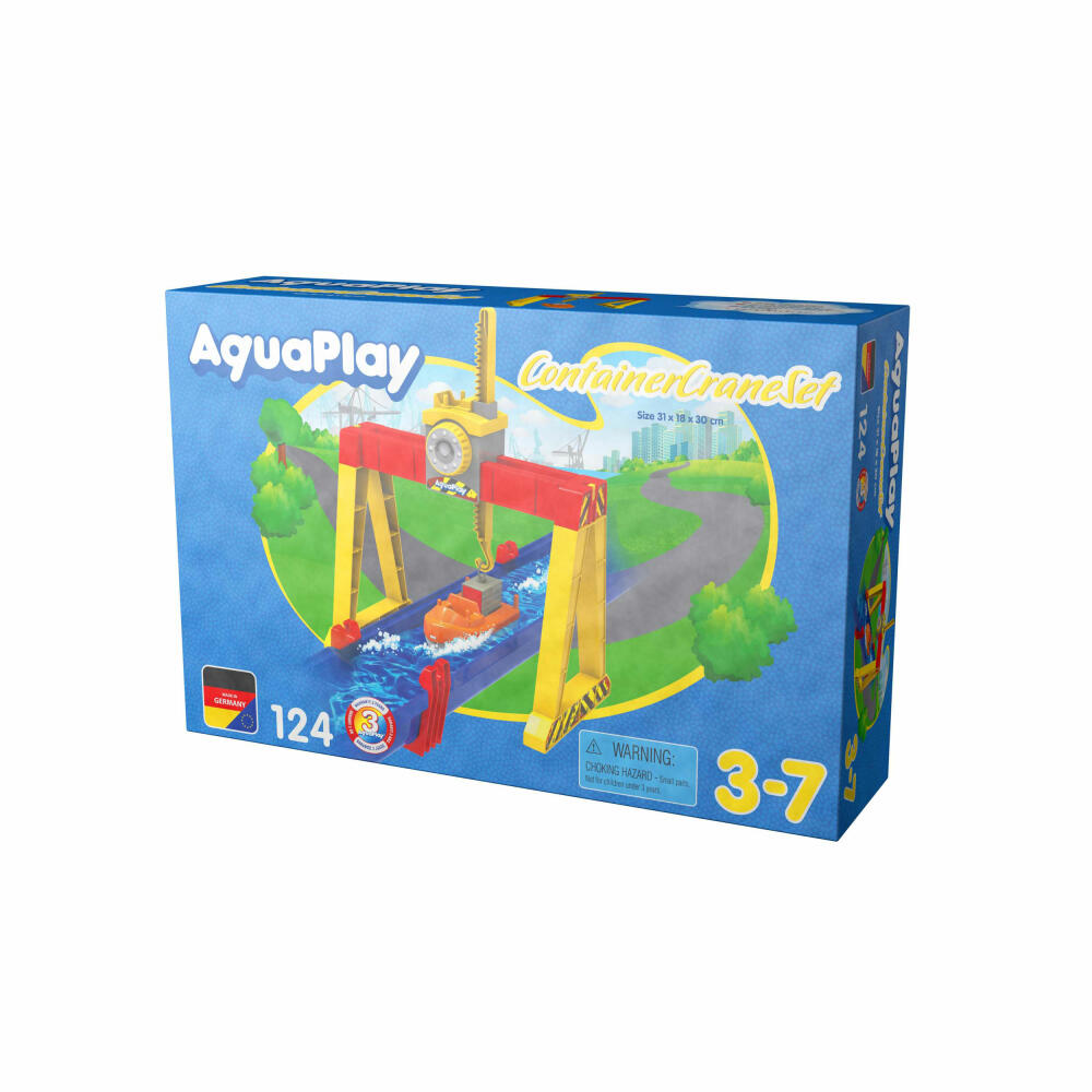 Aquaplay Container Crane Set, Gantry Crane, Loading Crane, Harbor Crane, Water Slide, Accessories, with Container Ship, 8700000124