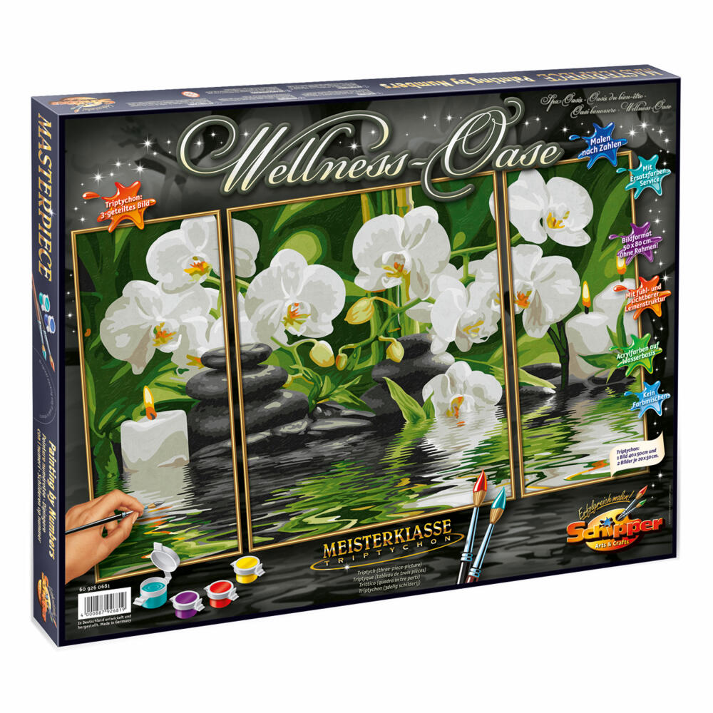 Schipper Malen nach Zahlen, Wellness-Oase, Triptychon, Zeichnen, Dekoration, Pappe, 41 cm, 609260681