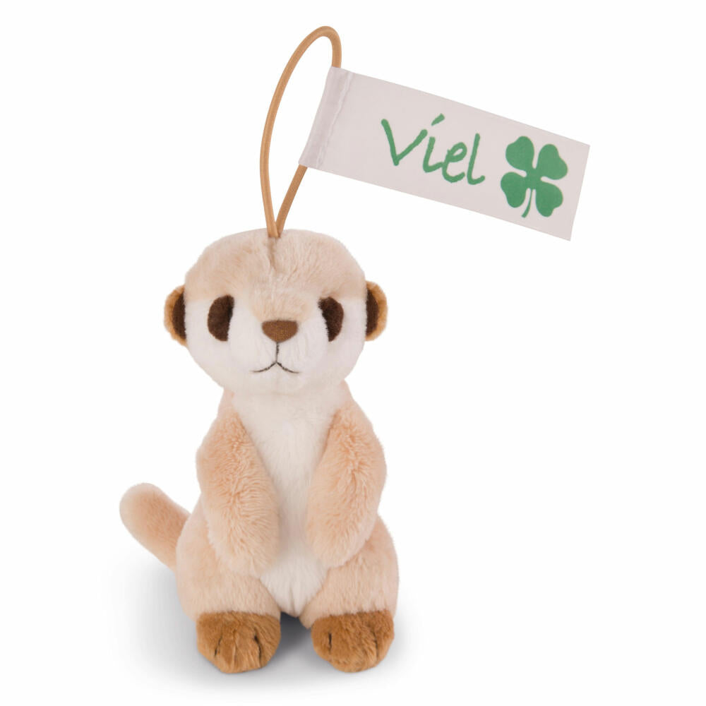 NICI Glücks-Anhänger Erdmännchen, Loop mit Kleeblatt-print, Plüsch, Polyester, Braun, 11 cm, 42780