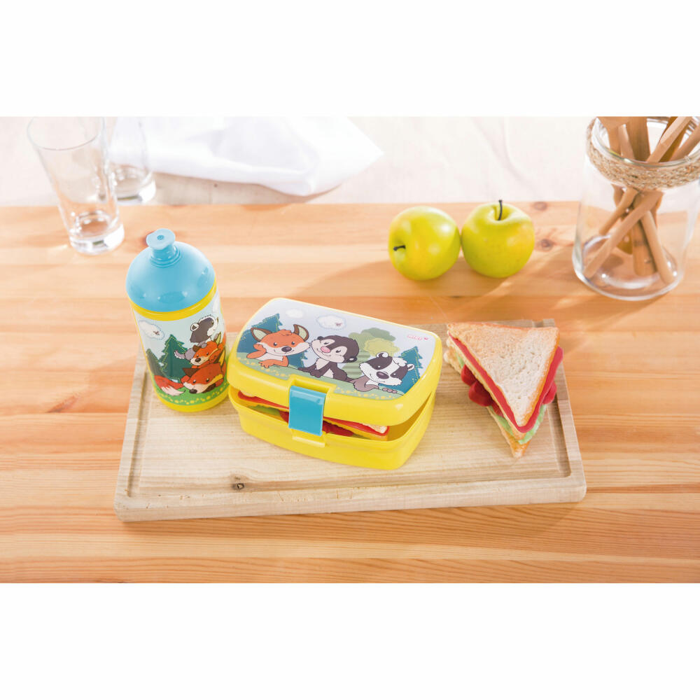 NICI Brotdose Forest Friends, Frühstücksdose, Lunchbox, 2020 Design, Kunststoff, Bunt, 18x12.5x6.5 cm, 45464