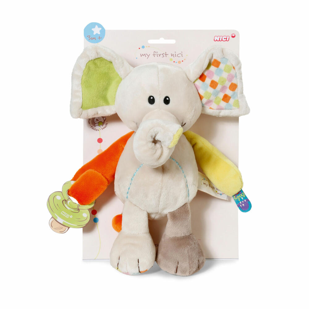 NICI Activity Schmusetier Elefant Dundi, Greifspielzeug, Plüsch, Polyester, Bunt, 23 cm, 39704