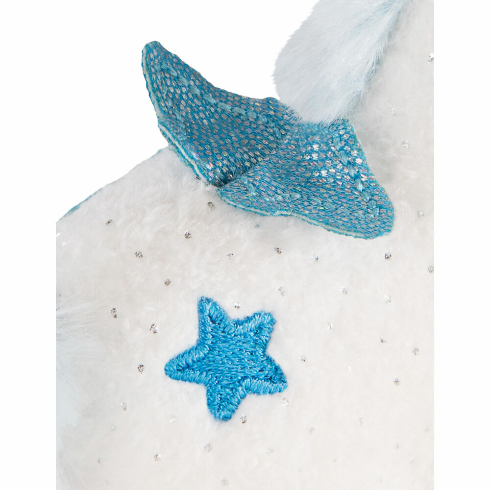 NICI Einhorn Baby Theolino Sitzend, Kuscheltier, Plüschtier, Kuschel Tier, Plüsch / Polyester, Weiß / Blau, 10 cm, 43251