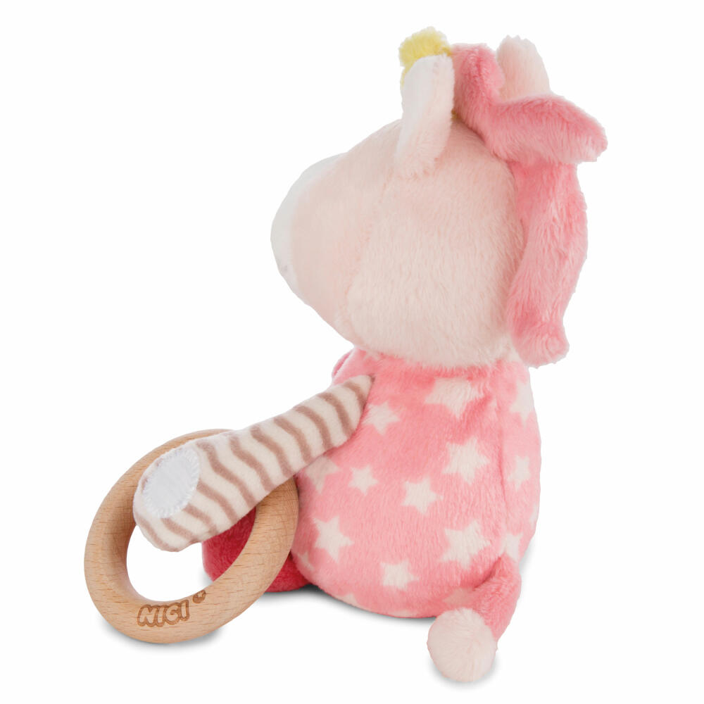 NICI Einhorn Stupsi Greifling mit Holzring, Kleinkindspiel, Kinder Spiel, Baby Spielzeug, Plüsch / Polyester, Rosa, 15 cm, 43653