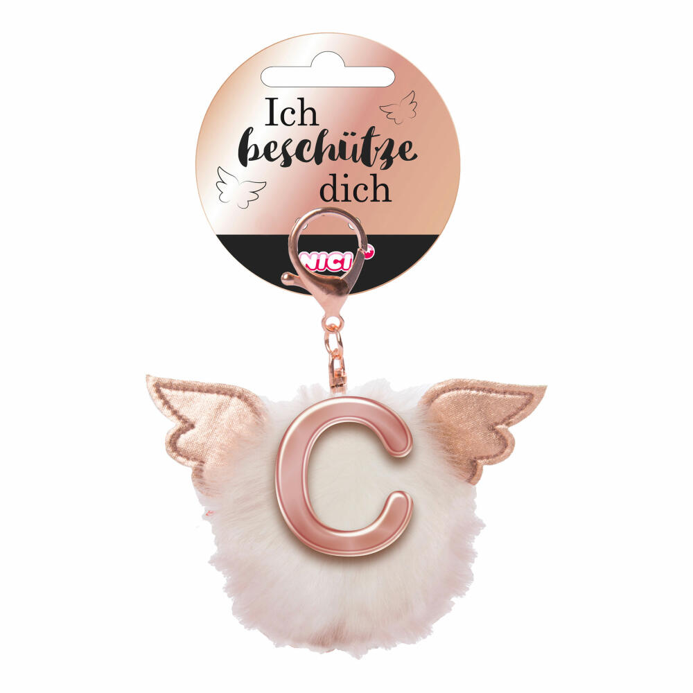 NICI Schutzengel Schutzbommel ABC-Anhänger, Buchstabe C, Taschenanhänger, Schlüsselanhänger, Bommel mit Flügeln, Plüsch, 46972