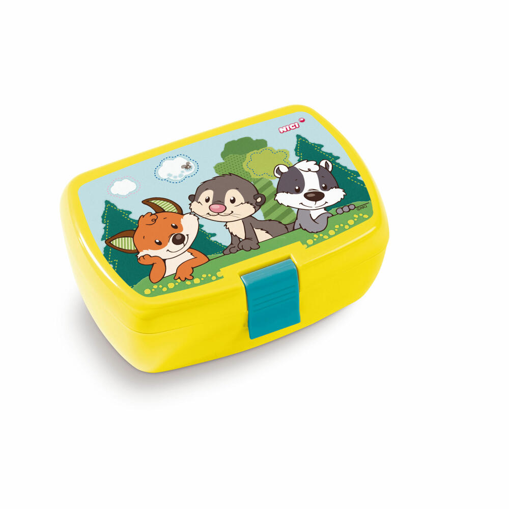 NICI Brotdose Forest Friends, Frühstücksdose, Lunchbox, 2020 Design, Kunststoff, Bunt, 18x12.5x6.5 cm, 45464